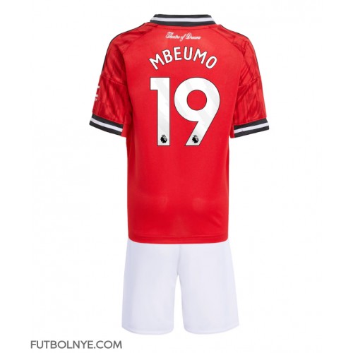 Camiseta Manchester United Bryan Mbeumo #19 Primera Equipación para niños 2025-26 manga corta (+ pantalones cortos)